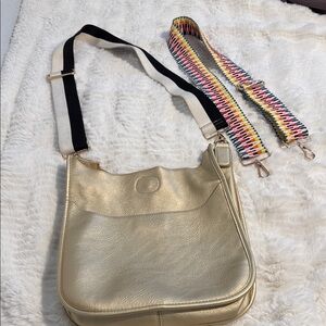 Ah-dorned BOHO Women Gold Crossbody Bag Vegan Leather two straps included